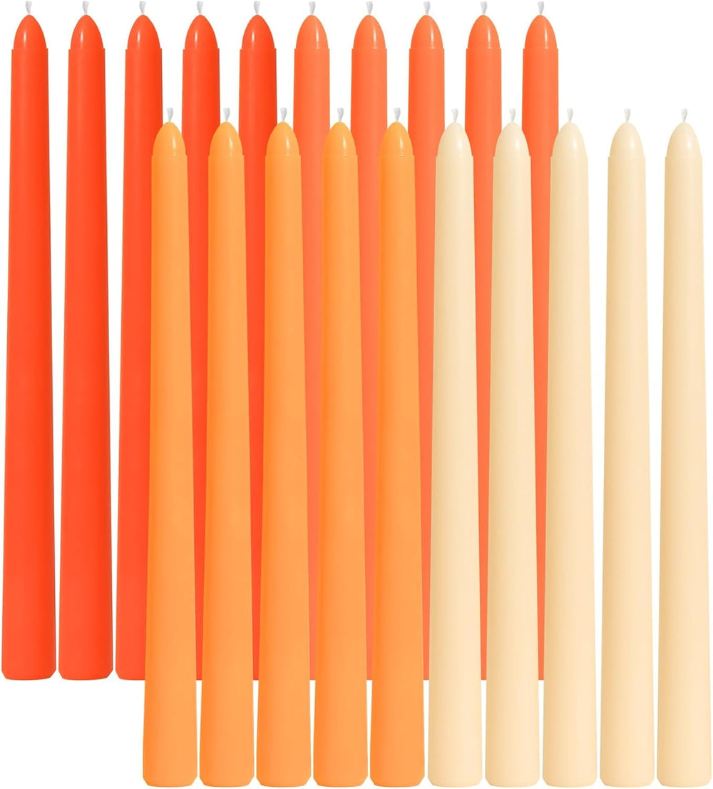 Viyffo 10 Inch Taper Candles-20 Pack Orange, Unscented, Smokeless