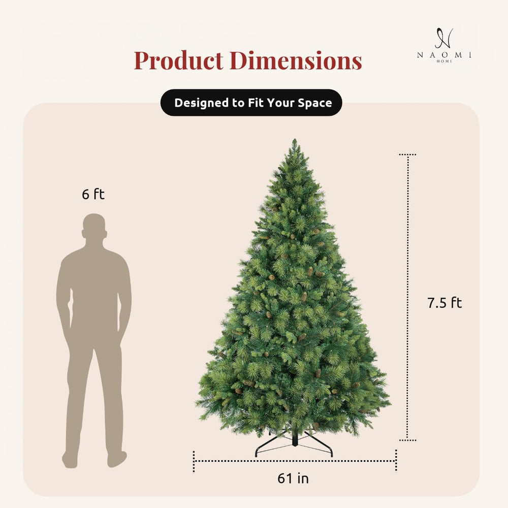 Naomi Home Vail 7.5ft Artificial Prelit Pine Cone Christmas Tree