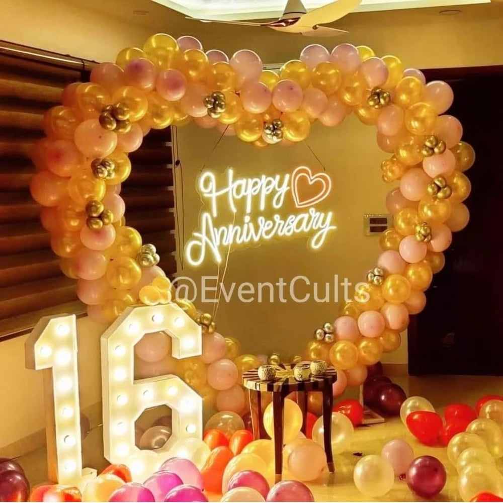 7.2ft Heart-Shaped Metal Balloon Arch Kit for Weddings Valentine's Day Pr...
