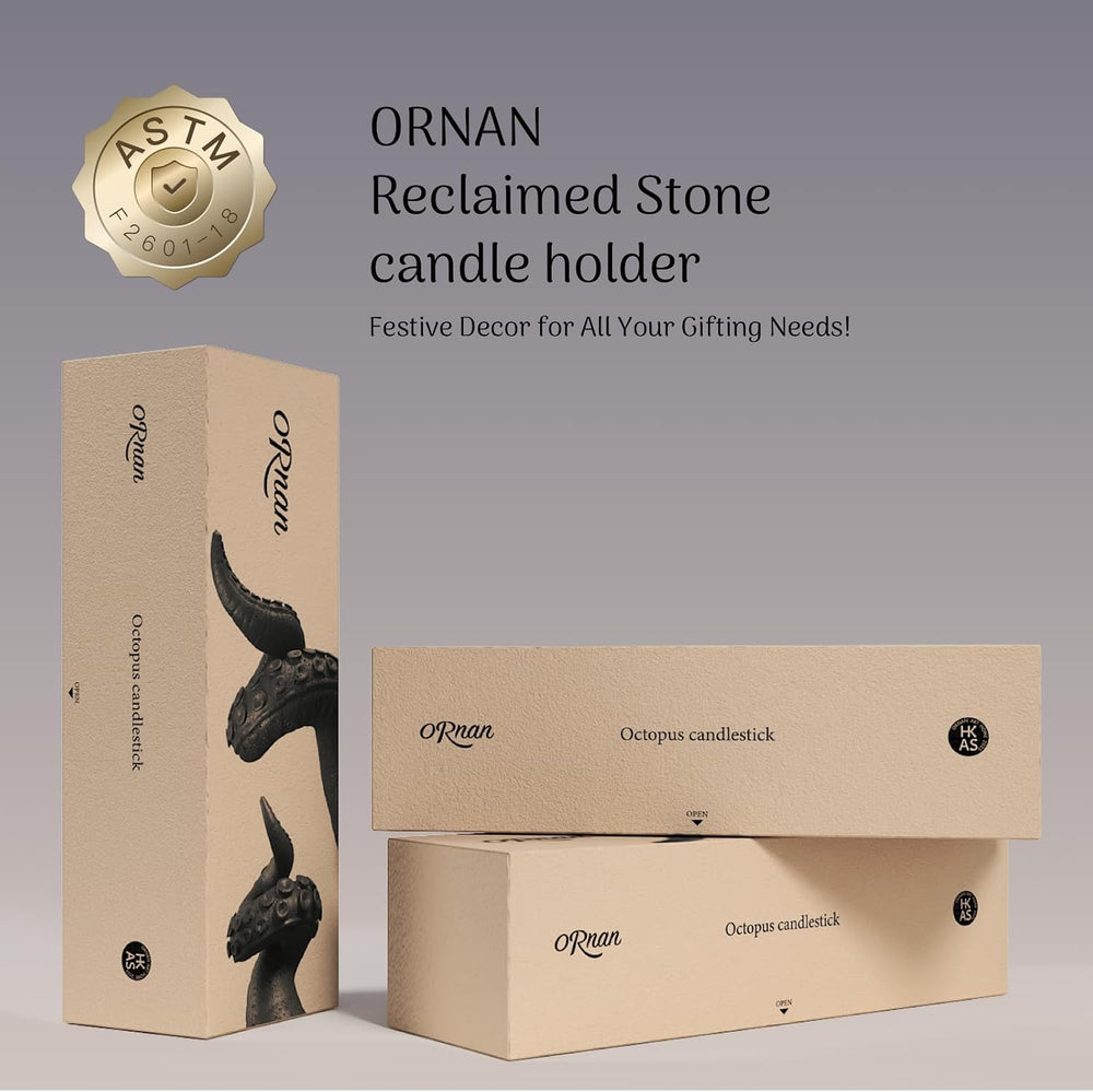 Octopus Candlestick Holders True Natural Reclaimed Stone, Set of 2 Premium Re...