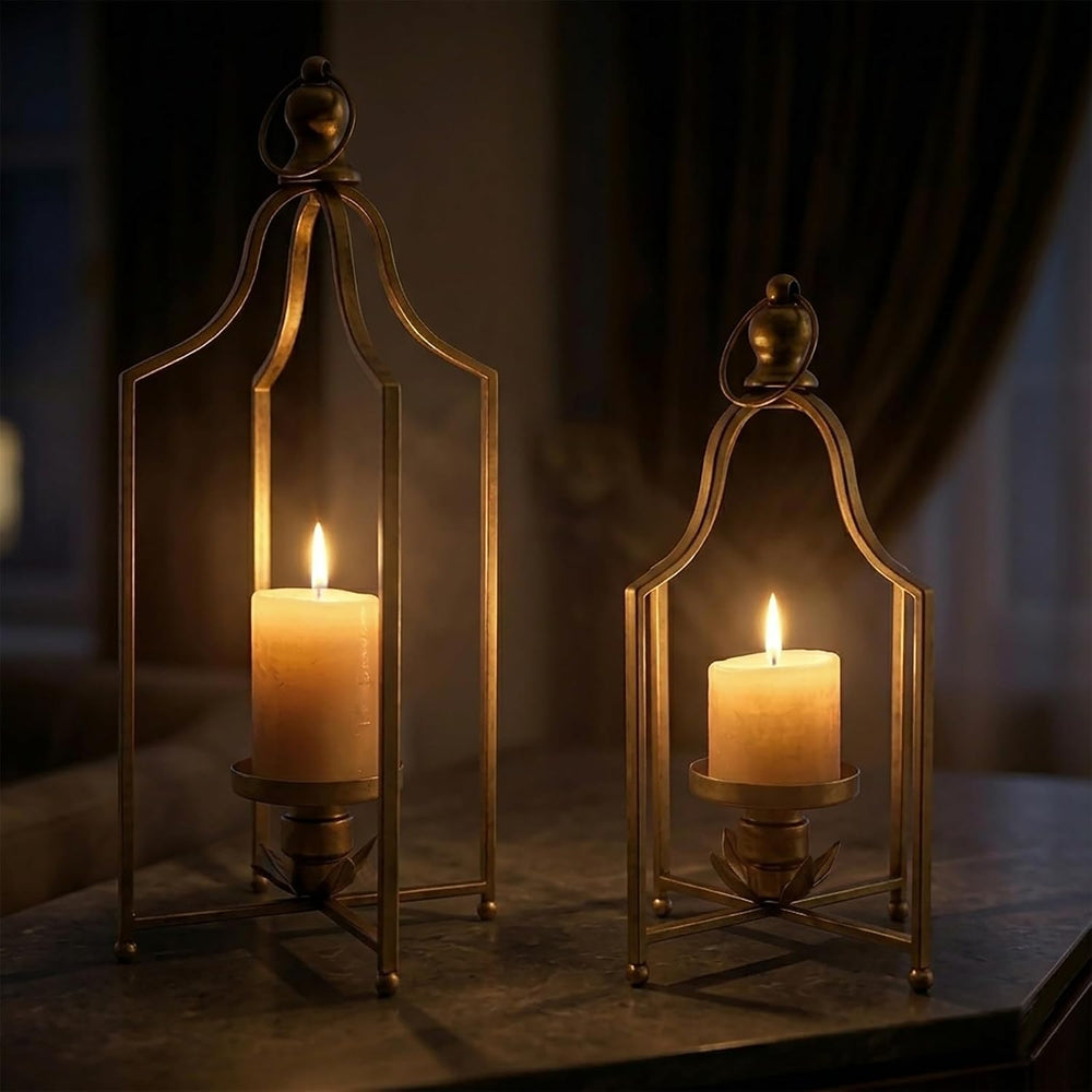 12.5" & 16.5" Timeless Cozy Decorative Lanterns Set of 2, Handc...