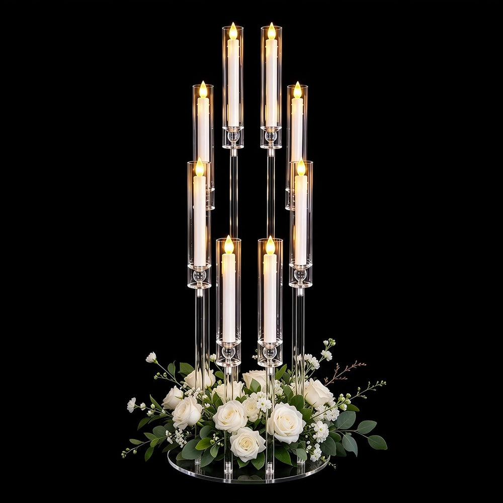 1PCS 8 Arm Clear Acrylic Candelabra Centerpiece for Dinner Table