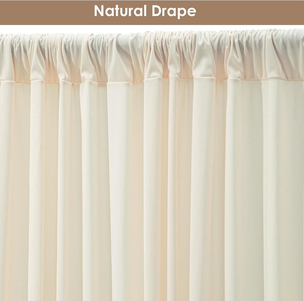 20x10ft Wrinkle Free Ivory Backdrop Curtain for Parties Soft Fabric Drapes We...