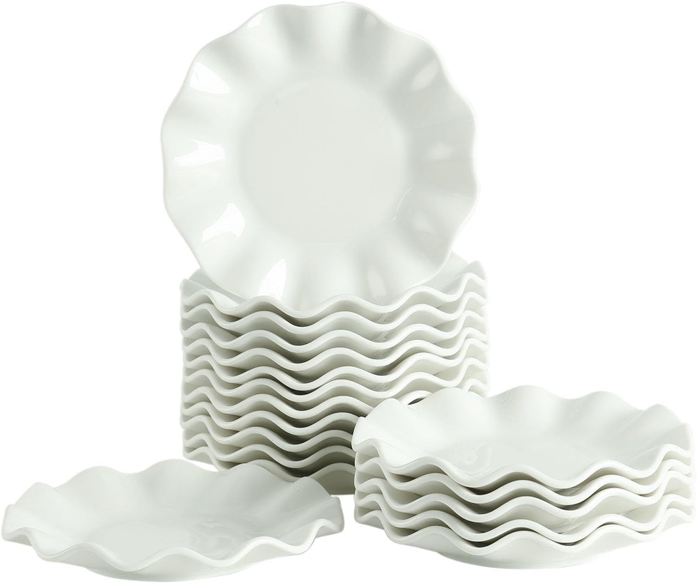 6 Inch Ceramic Small Dessert Plates, White Appetizer Plate Set, 18 Packs