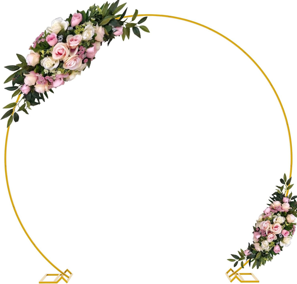 9.2 FT Large Circle Balloon Arch Stand Gold Metal Round Arch Backdrop Stand f...