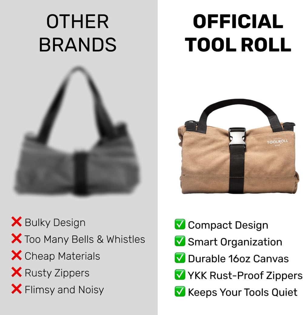 Official Legacy Tool Roll Bag, 5-Pocket, 20 x 12 in, Khaki