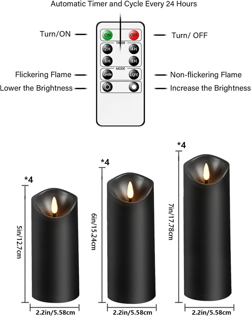 Nimiko Flameless Candles with Remote, Battery Operated Flickering Flameless C...