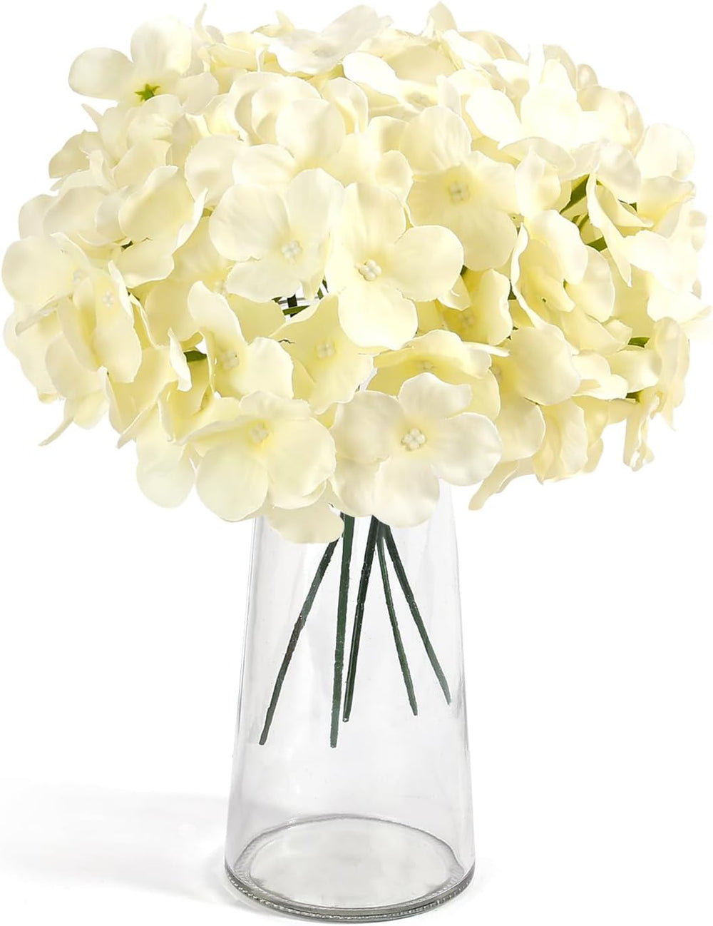 Auihiay 64Pcs Champagne Artificial Hydrangea Flowers,Silk Hydrangeas