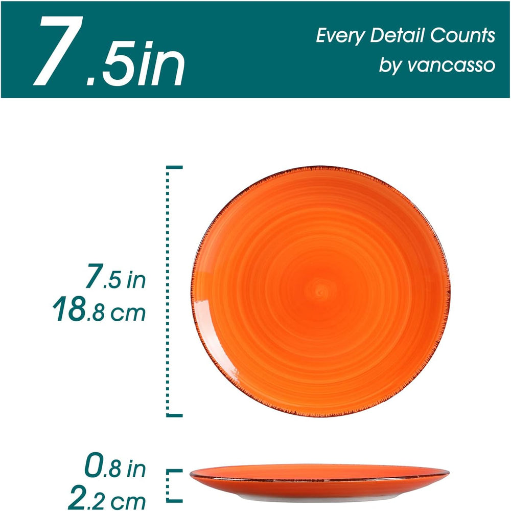 vancasso Bonita Muticolor Salad Plate Set of 6, 7.5 Inch Ceramic Dessert Plat...