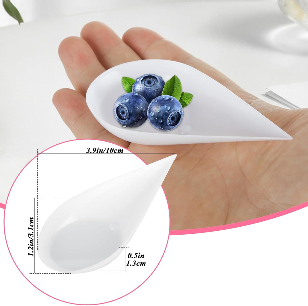 400 PCS 4 Inch Plastic Appetizer Spoons, Tear Drop Appetizer Plates for Desse...