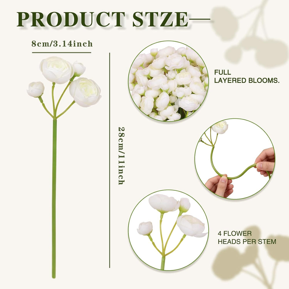 32Pcs Ivory White Ranunculus Artificial Flowers DIY Home Wedding