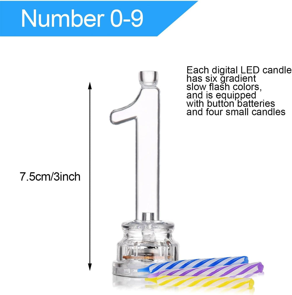 Boao 50 Pcs Birthday Number Candle Set LED Birthday Number Candles