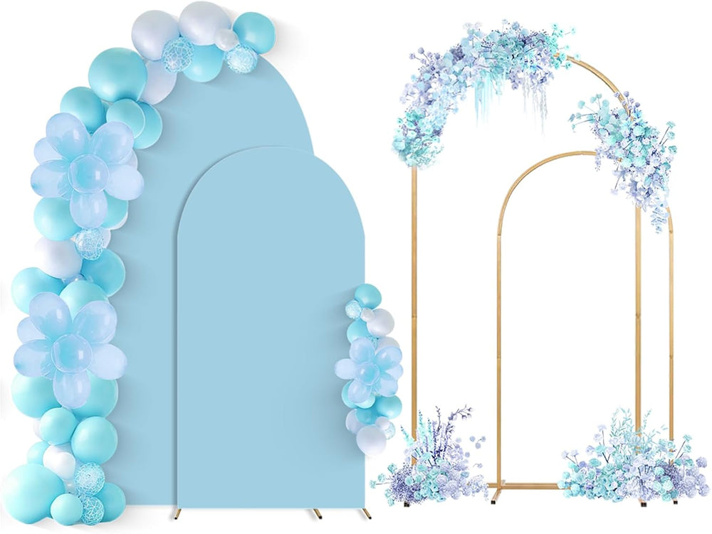 Wedding Arch Backdrop Stand Set of 2 With Blue Cover (7.2FT+6FT)
