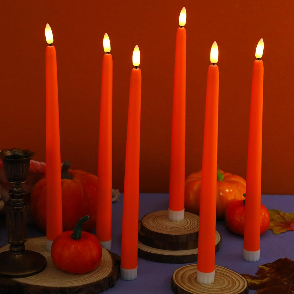 Macarrie 24 Packs Flameless Taper Candles Battery LED 11",Orange
