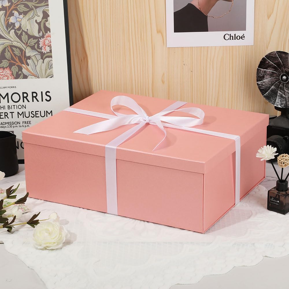 Extra Large Gift Box with Lid, Pink, 17" for Presents Packaging