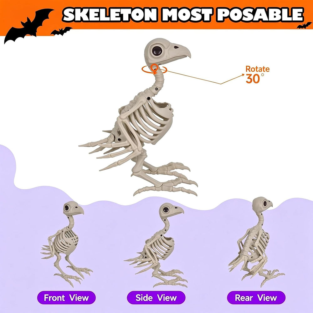 Posable Halloween Skeleton Decorations, 3 Pack Full Body Jointed Skeleton Set...