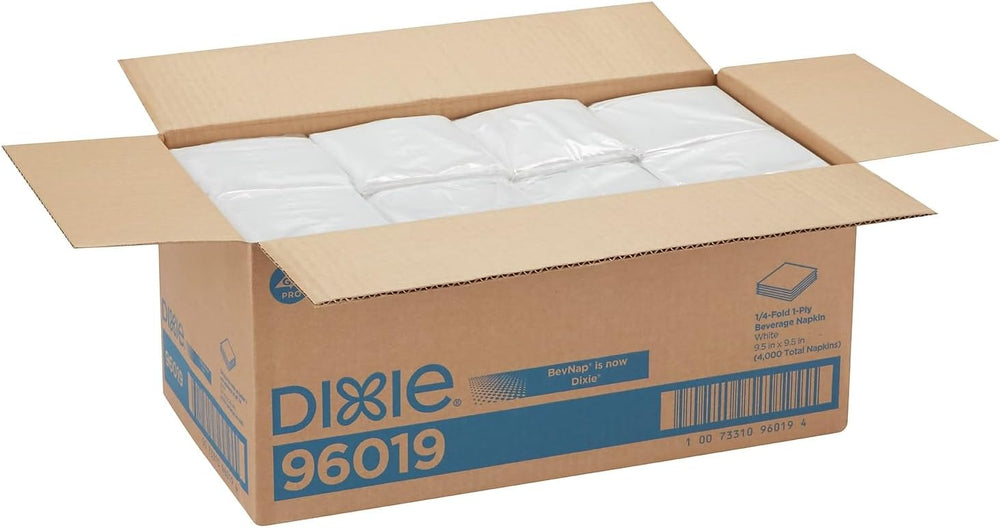 Dixie 1-Ply Beverage Napkin by GP PRO (Georgia-Pacific), White, 1/4 Fold, 960...