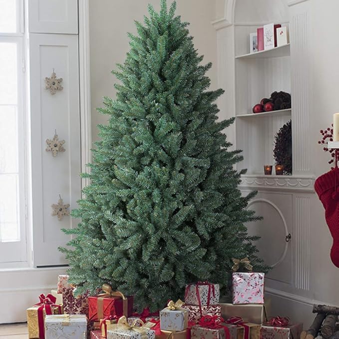 OasisCraft 7.5ft Blue Spruce Artificial Christmas Tree, Premium Hinged with S...