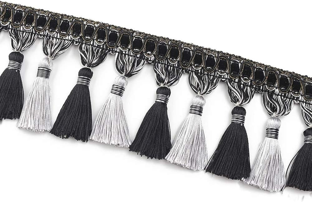 6.5 Yard Handmade Tassel Fringe Trim Hand Knitting-Black