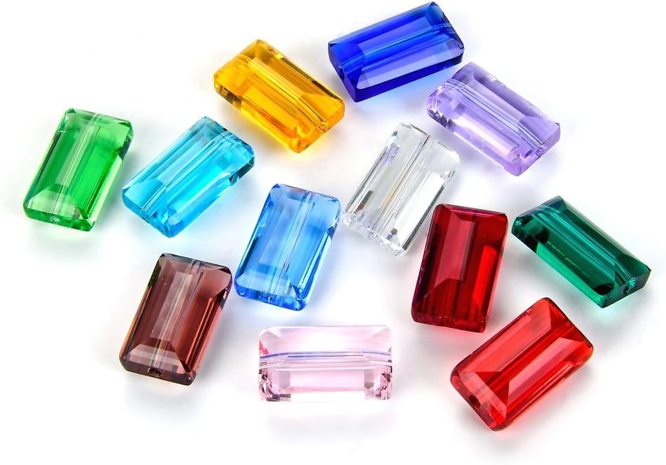 100pcs Adabele Austrian 14mm Sparkle Rectangle Crystal Beads Crystal Clear
