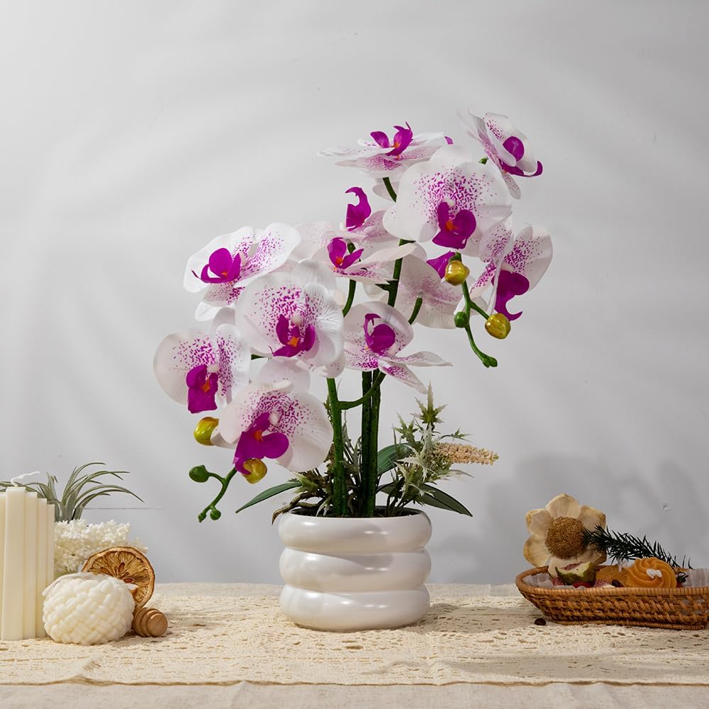 Artificial Orchids Flowers with Vase for Table Centerpieces, Real Touch Faux ...