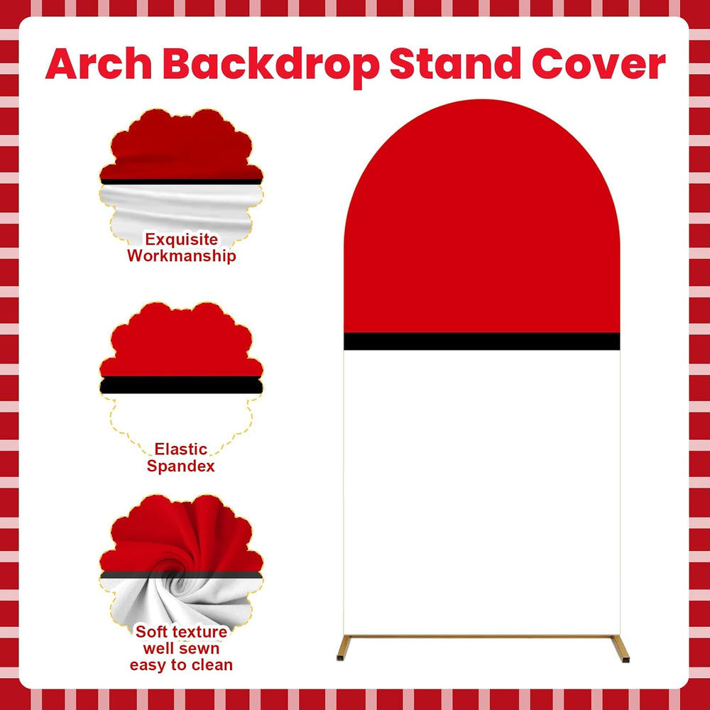 6.6 × 3.3 Ft/79 × 40 Inch Red Black and White Cartoon Arch Cover