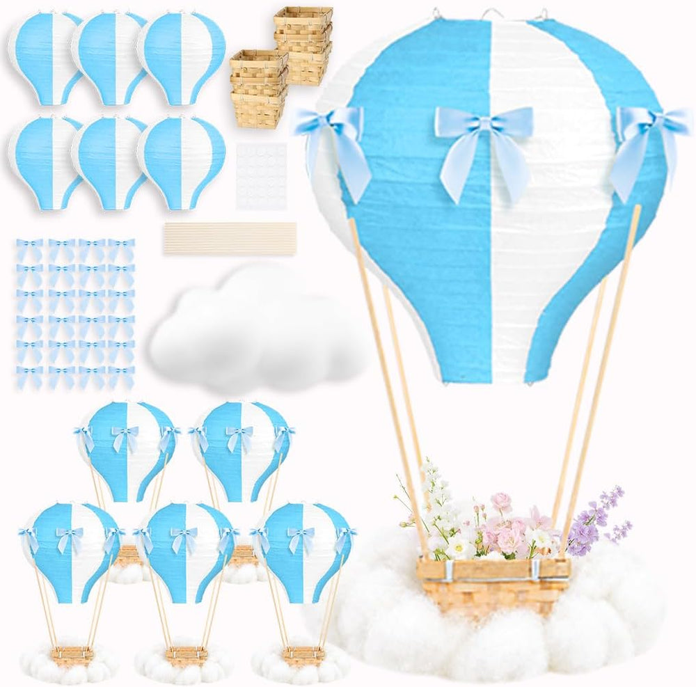 6 Sets Hot Air Balloon Decorations Cloud Decorations Centerpiece,Blue