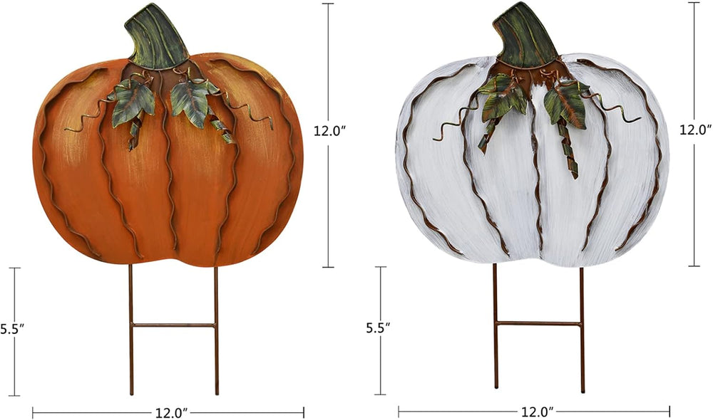 Aecipl Metal Pumpkin Garden Stakes Fall Decor Autumn Decorative Yard Signs