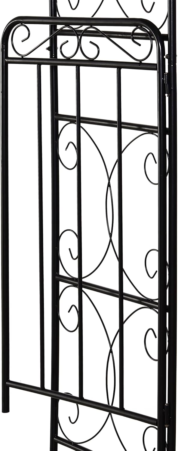 Outsunny 84" Garden Arch Arbor with Gate Metal for Climbing Vines Black
