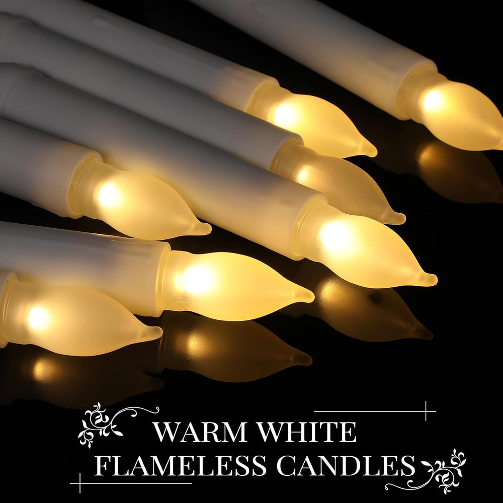 Macarrie 108 Pieces Flameless LED Taper Candles, White, Warm White Light