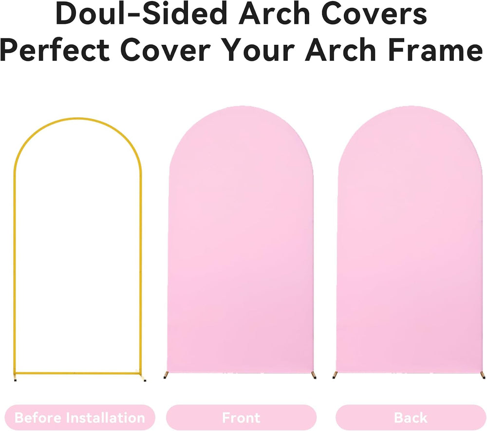 7.2ft 6.6ft 6ft Pink Arch Backdrop Cover Set of 3, Wrinkle Free Stretchy Span...