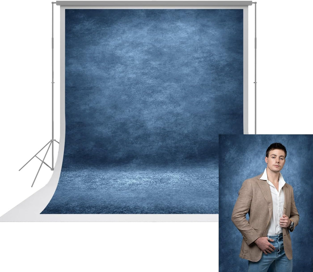 UrcTepics 8×10ft Dark Blue Abstract Fabric Backdrop, No Stand