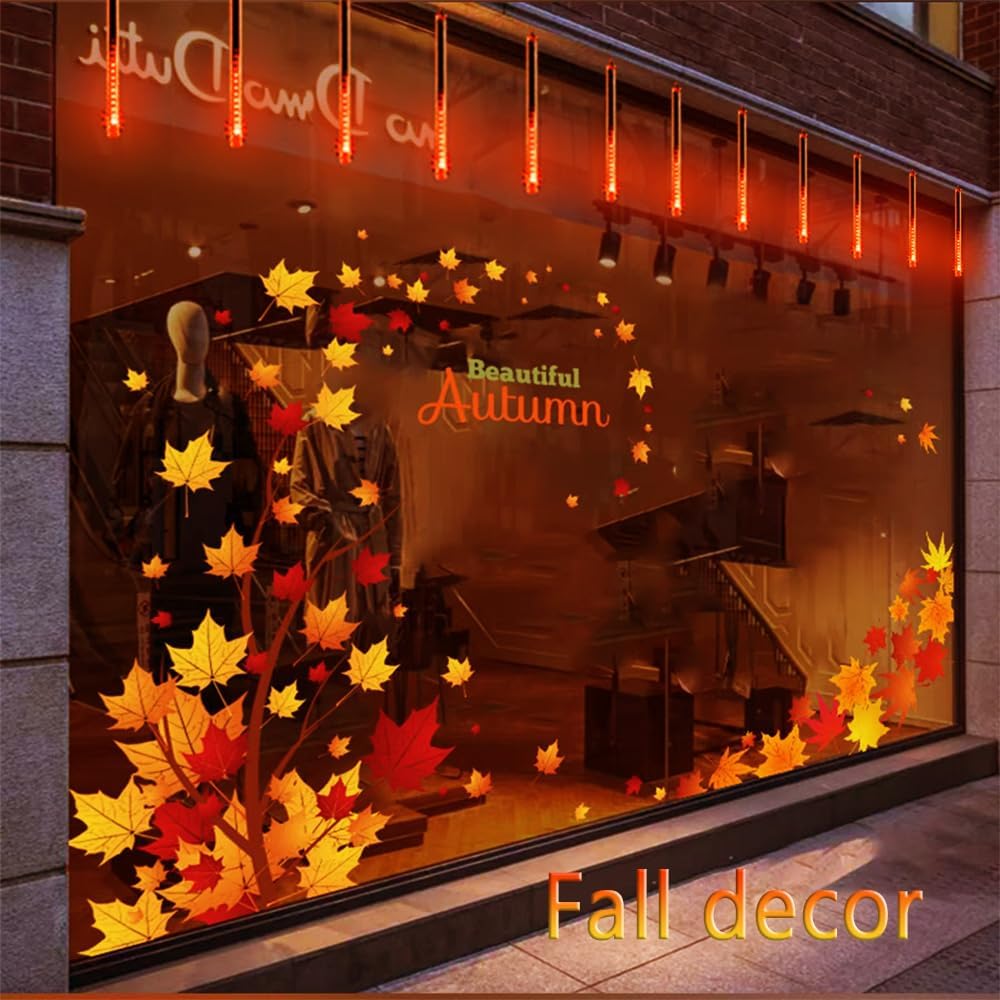 Outdoor Halloween Decorations, Orange Meteor Shower Lights for Outside