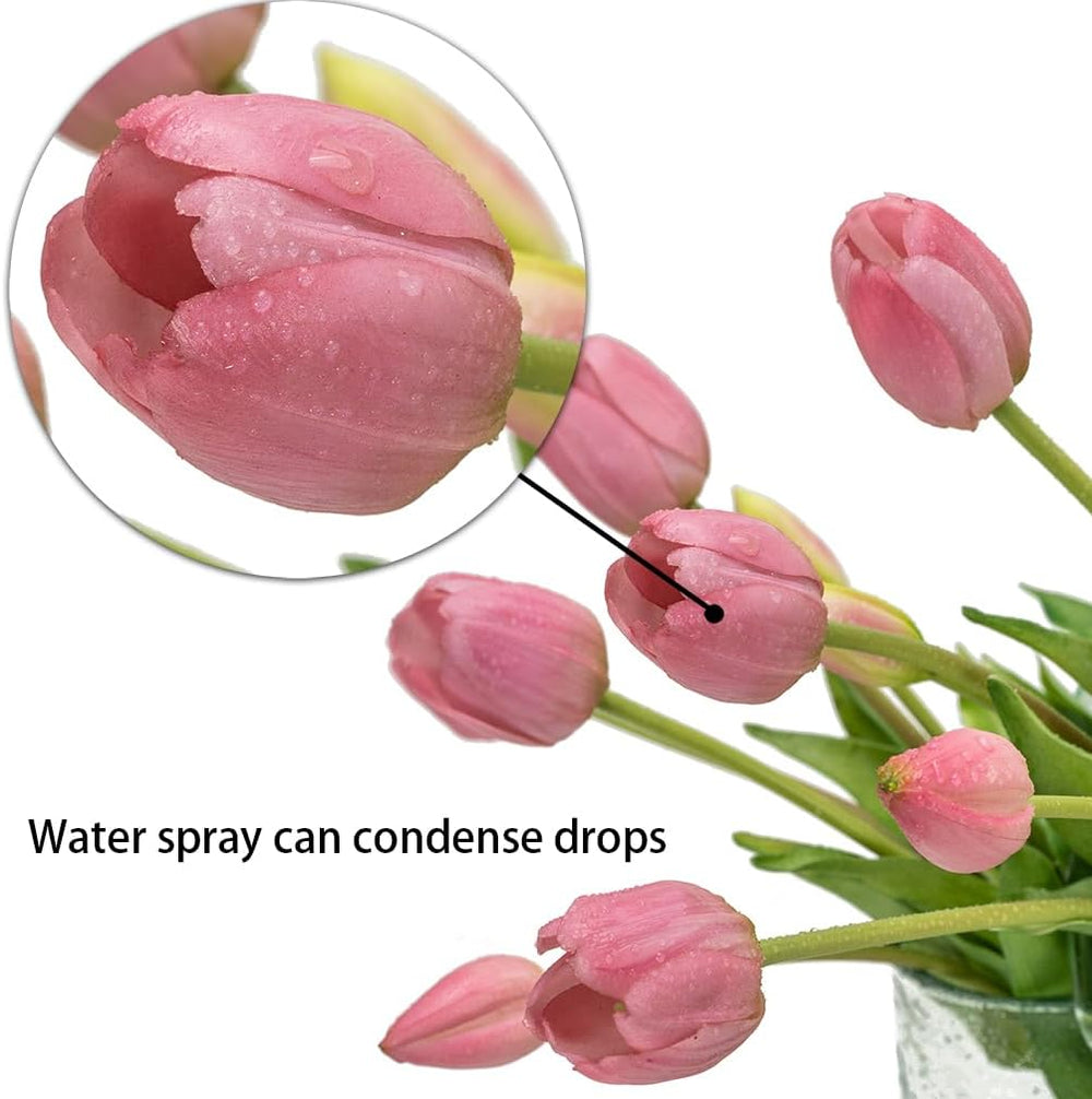 40Pcs Artificial Tulips Flowers, Soft Touch Realistic Latex Tulips Bouquet fo...