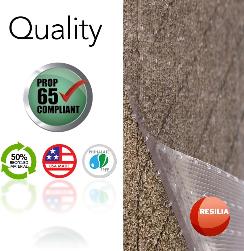 RESILIA Low-Pile Carpet Runner - Non Slip Carpet & Rug Protection, Washab...