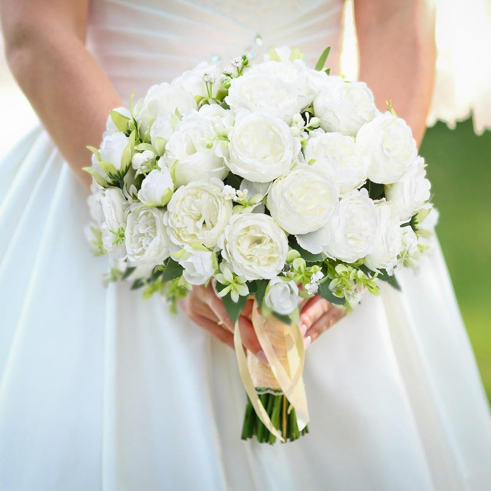 8 Packs Peonies Artificial Flowers, White Silk Flowers Artificial Peonies