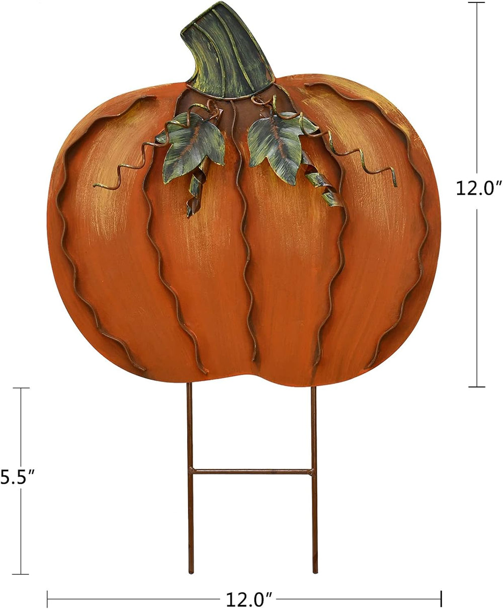 Pumpkin Garden Stake Metal Yard Sign Fall Decor Decorative Pumpkin Yard