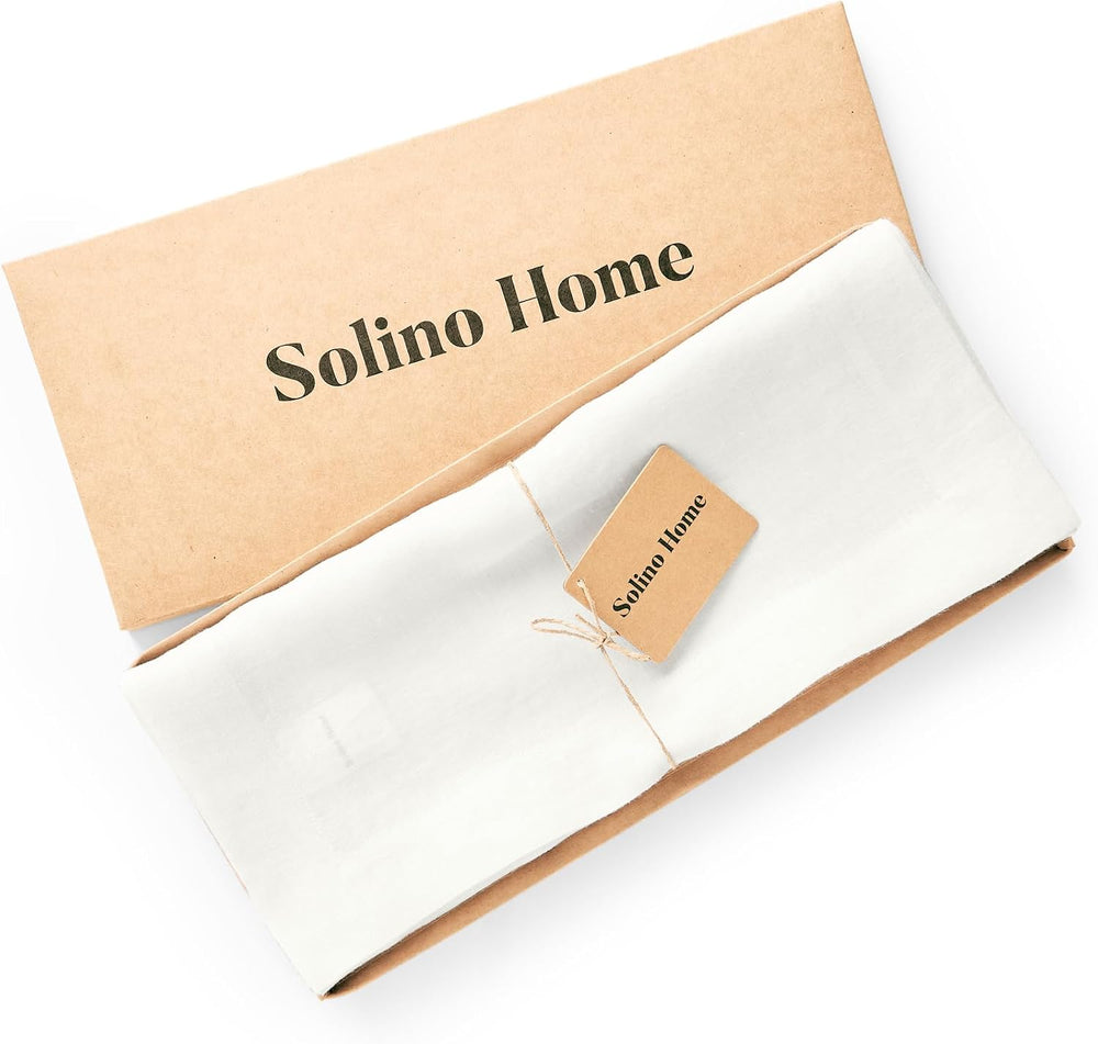 Solino Home 100% Pure Linen White Table Runner 72 Inches Long, 14 x 72 in