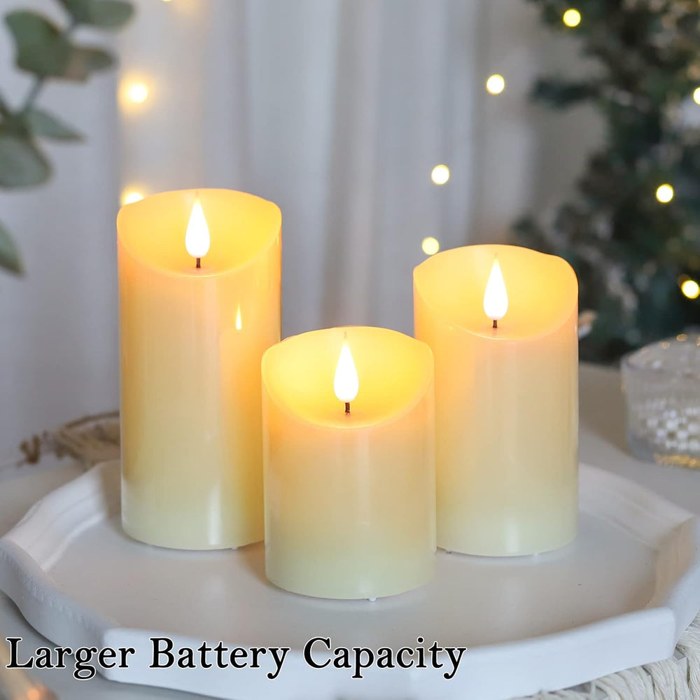 Lezonic Rechargeable Flickering Flameless Candles Battery Operated with Remot...