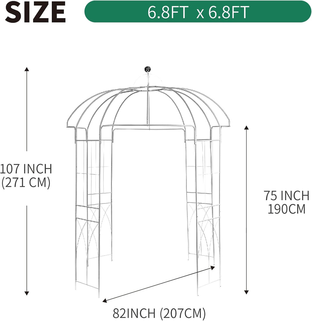Birdcage Shape Garden Arches Arbors,9' High x 6.8' Wide,Metal Gazebo ...