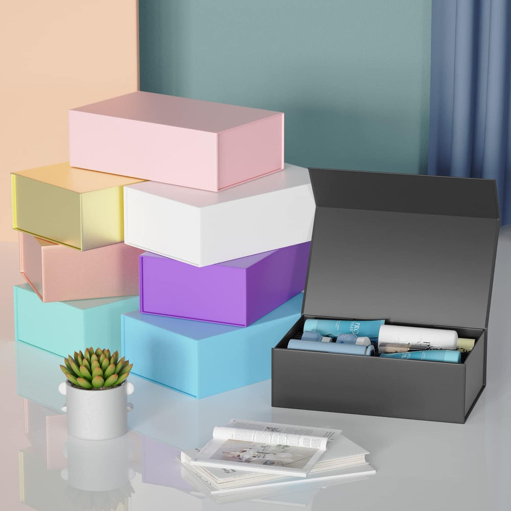 RYDDOY 5 Pack Black Gift Box, 13.8x9.5x4.3'' Large Gift Boxes with Lids