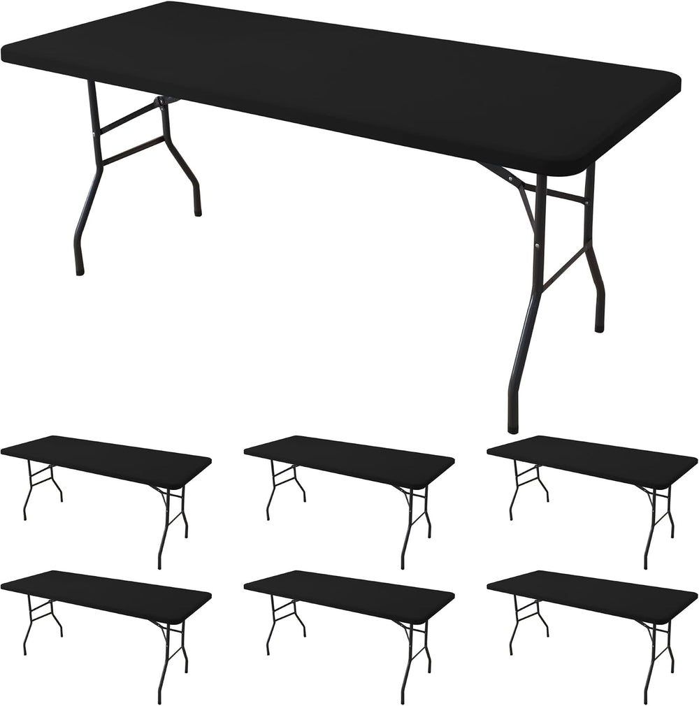 Fitted Tablecloth for 6 Foot Rectangle Tables-Black Picnic Table Covers