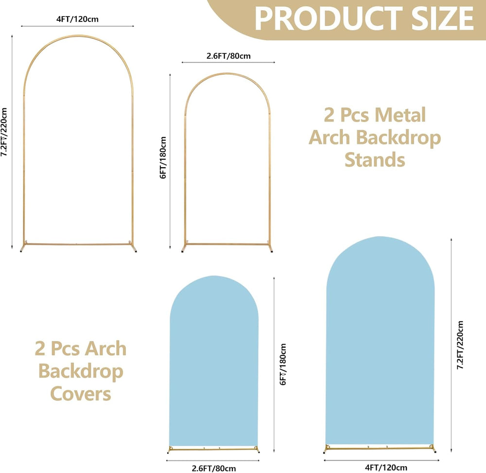 Wedding Arch Backdrop Stand Set of 2 With Blue Cover (7.2FT+6FT)