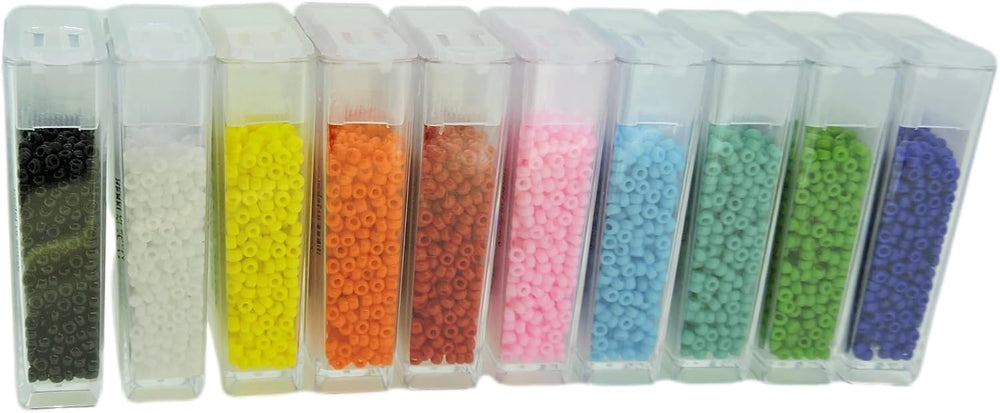 Set of 10 Colors - Miyuki Size 11/0 Round Seed Beads, 100 Grams - Basic Opaqu...