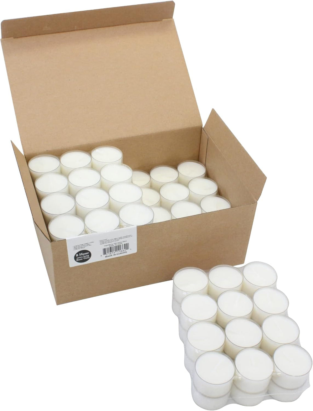 Stonebriar Bulk 96 Pack Unscented Smokeless Long Burning Clear Cup Tea Light ...