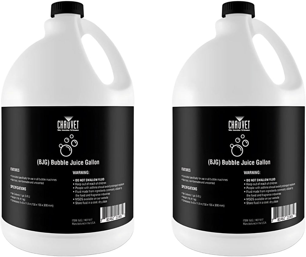 (2) Chauvet DJ BJG Gallons Bubble Fluid Juice for Hurricane Bubble Haze Machines