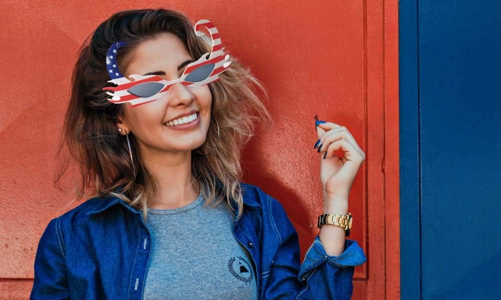 12 American Flag Party Glasses, USA Patriotic Sunglasses Photo Booth Props