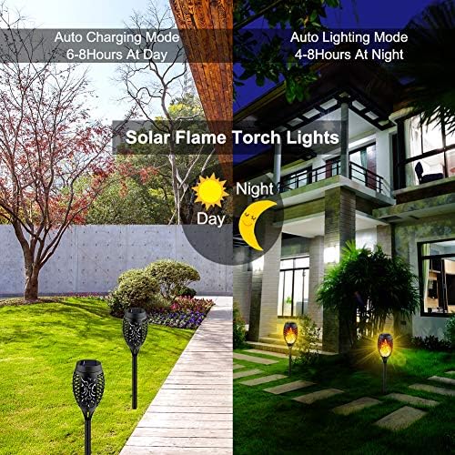 Kurifier Solar Lights Outdoor 12Pcs Solar Torch Light with Flickering Flame