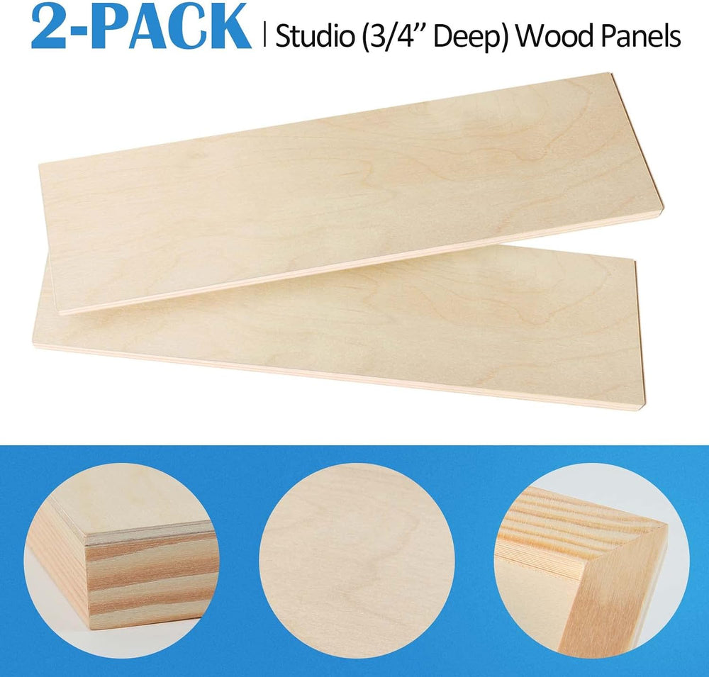 2 Pack 6x24’’ Unfinished Birch Wood Panels Kit for Painting
