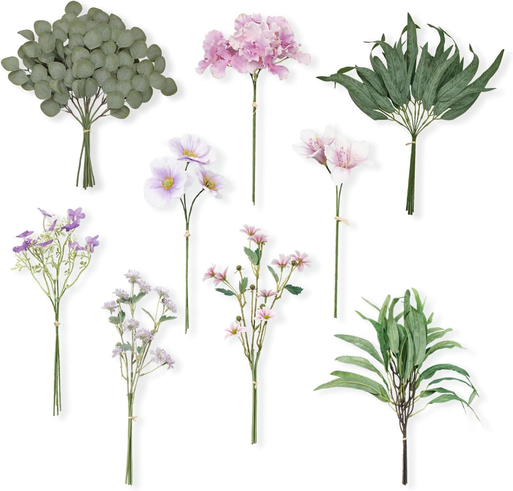 Artificial Greenery Stems Box Set, 52pcs with 9 Kinds Faux Greenery Stems and...